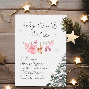 Girl Baby Shower Its Cold Outside  Clothes  Invitation