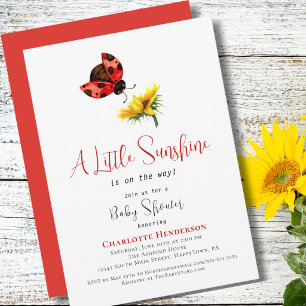Girl Baby Shower Ladybug Sunflower Little Sunshine Invitation