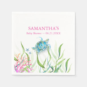 Girl Baby Shower Napkins Sea Turtle