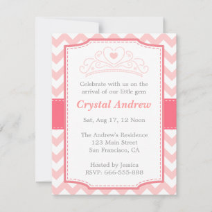 Girl Baby Shower - Pink Baby Princess and Tiara Invitation