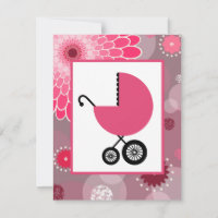 Girl Baby Shower - Pink Carriage Dots & Flowers