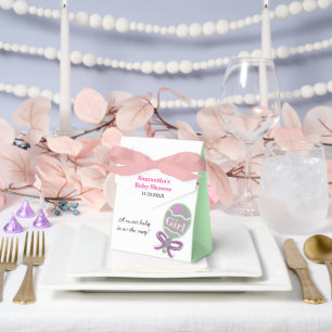 Girl Baby Shower Pink Green Rattle  Favour Box