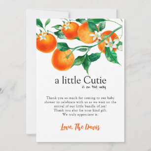 Girl Baby Shower Set, Little Cutie Baby, Orange Invitation