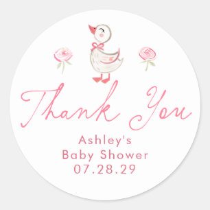 Girl Baby Shower Silly Goose Thank You Favours Classic Round Sticker