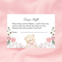 Girl Baby Shower Teddy Bear Enclosure Card
