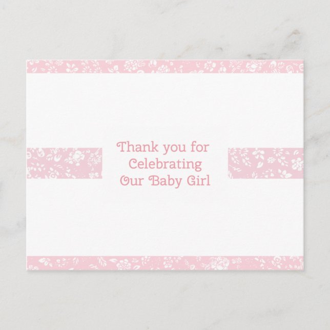 Girl Baby Shower Thank You Postcard (Front)