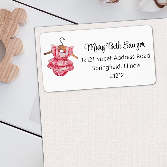 Girl Baby Shower Vintage Dress Address Label (Creator Uploaded)