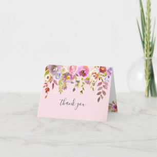 Girl Baby Shower Watercolor Floral thank you note Card