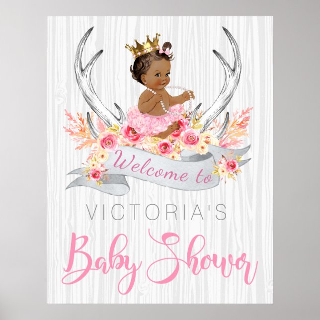 Girl Baby Shower Welcome Sign Poster (Front)