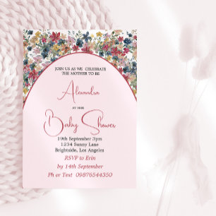 Girl Baby Shower Wildflowers Pink Invitation