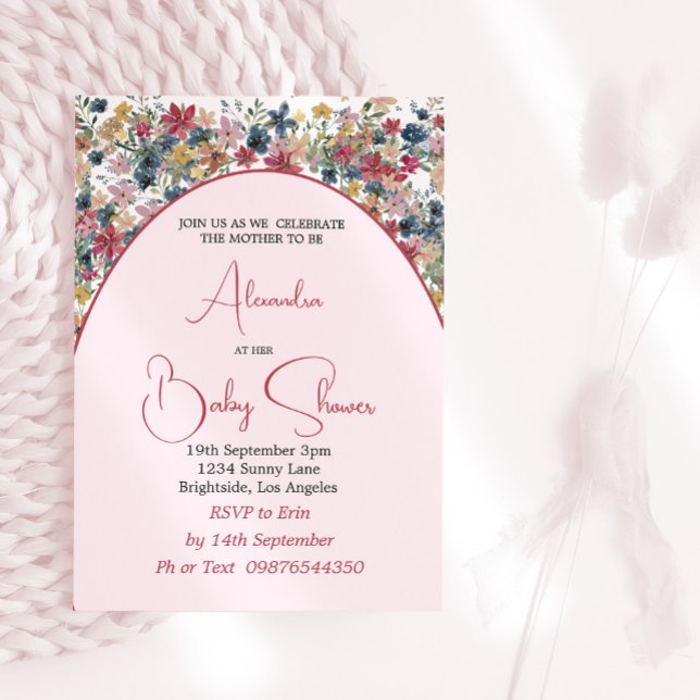 Girl Baby Shower Wildflowers Pink  Invitation (Creator Uploaded)