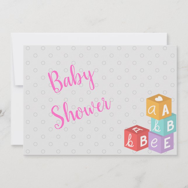 Girl Baby Shower with ABC Blocks Invitation (Front)