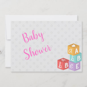 Girl Baby Shower with ABC Blocks Invitation