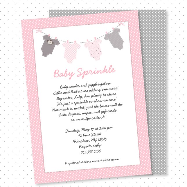 Girl baby sprinkle clothesline invitation (Creator Uploaded)