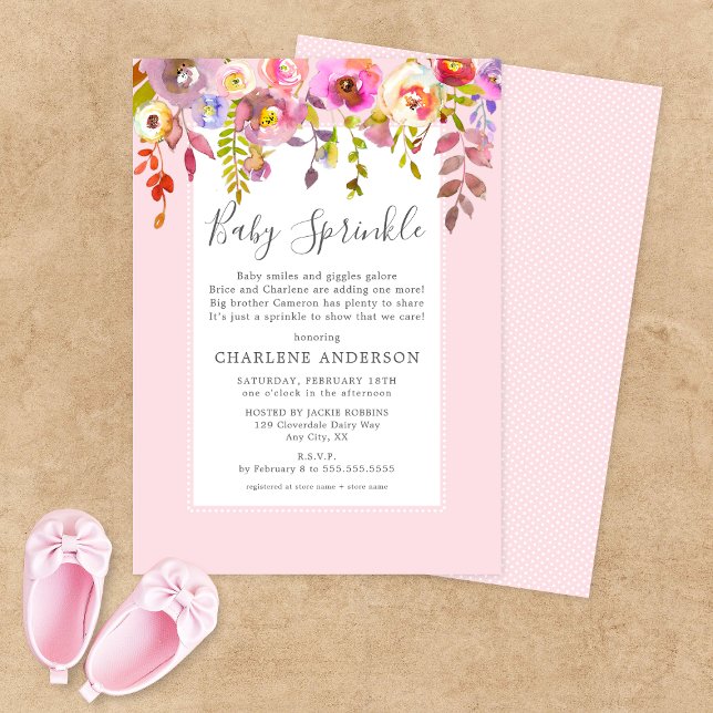 Girl Baby Sprinkle Invite, pink floral Invitation (Creator Uploaded)