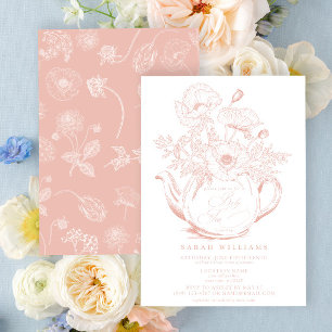 Girl Baby Tea Party Shower Vintage Pink Floral Invitation