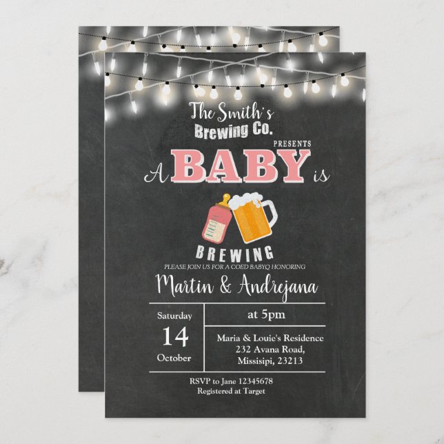 Girl BaByQ A baby is brewing invitation card (Front/Back)