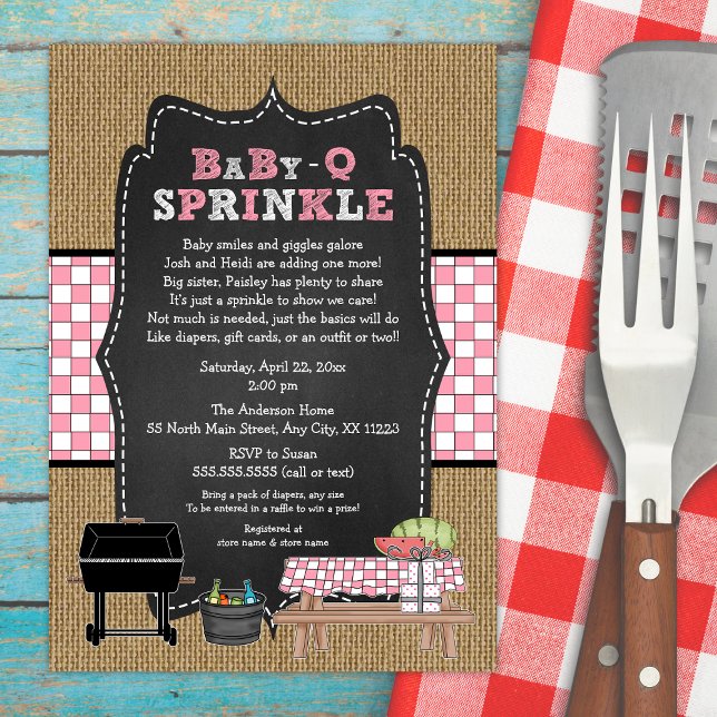 Girl BabyQ Sprinkle, BBQ Baby Shower, BABY Q Invitation (Creator Uploaded)