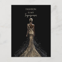 Girl back gold glitter dress black background