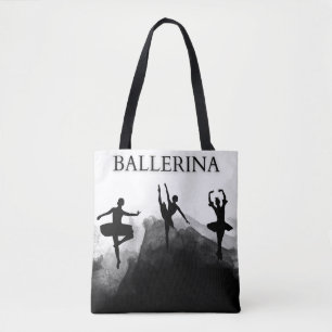 Girl Ballerina Dance Ballet Shoes Black White  Tote Bag