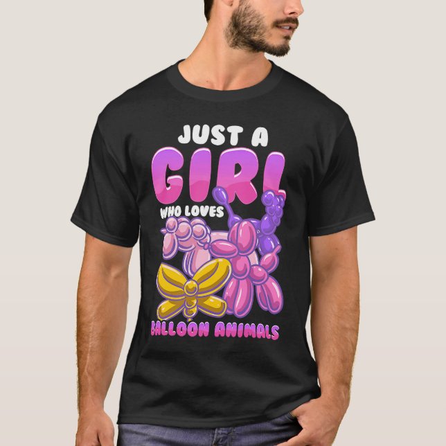 Girl Balloon Animals Party Balloonist Balloon Arti T-Shirt (Front)