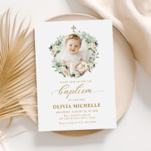 Girl Baptism Christening Floral Photo