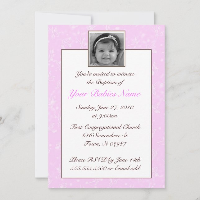 Girl Baptism / Christening Invitation (Front)