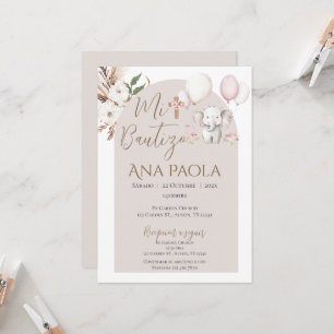 Girl Baptism Invitation in Spanish Boho