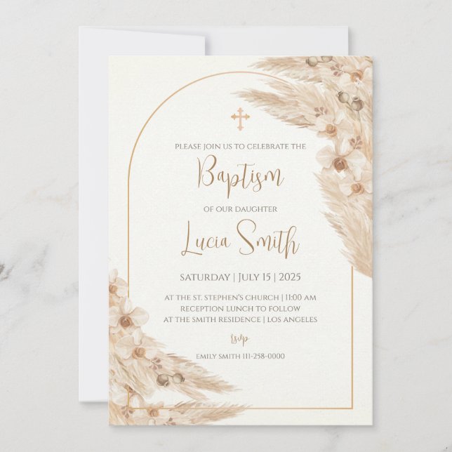 Girl Baptism invites Christening invitations Girls (Front)