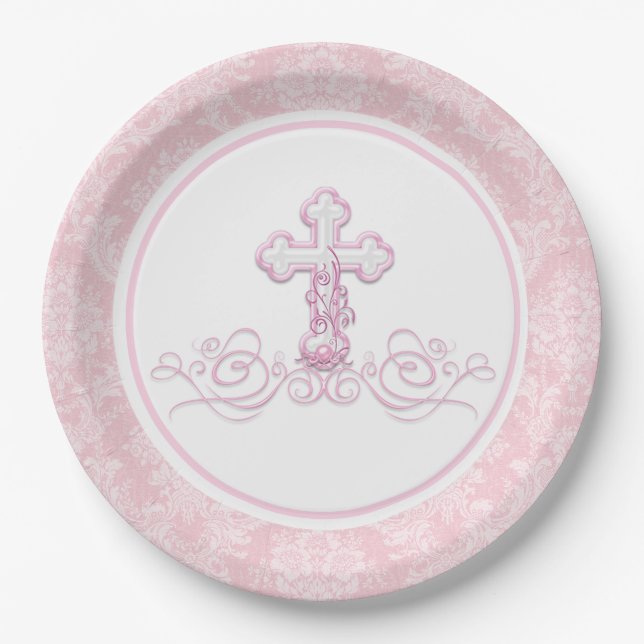 Girl Baptism Paper Plates (Front)