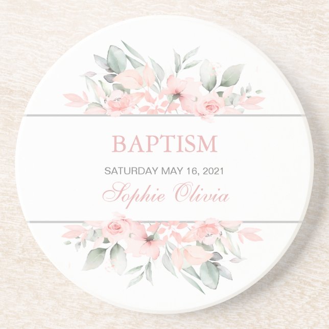 Girl Baptism Party Supplies Tableware Coasters (Front)