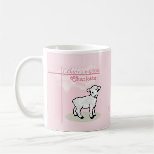 Girl Baptism Pink and White Lamb Coffee Mug