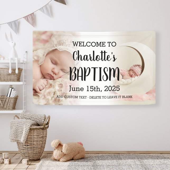 Girl Baptism Welcome Sign Photo Collage Banner (Girl Baptism Welcome Sign Kid Photo Collage Banner
)