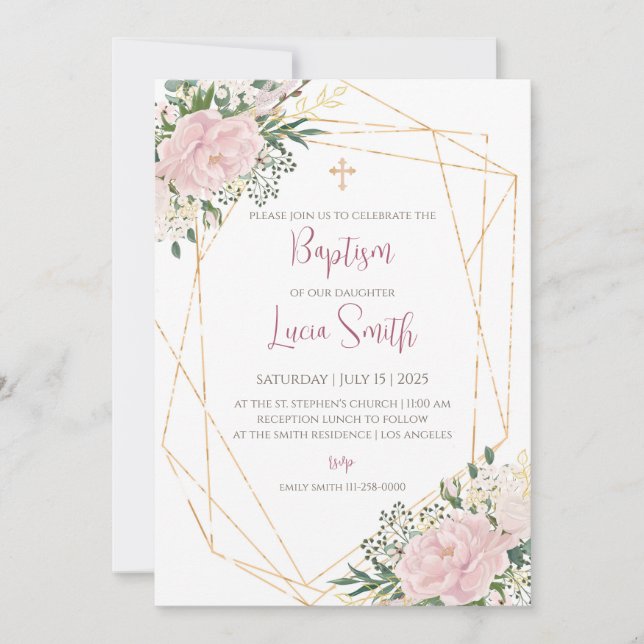 Girl Baptismal invitations for Christening invites (Front)