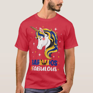 Girl Barbados Flag Unicorn Women  T-Shirt