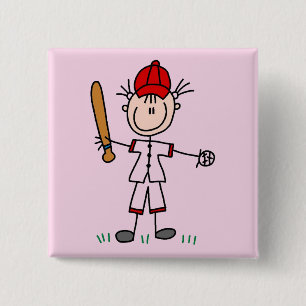 Girl Baseball Player Tshirts and Gifts 15 Cm Square Badge