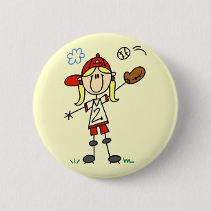 Girl Baseball Player Tshirts and Gifts 6 Cm Round Badge
