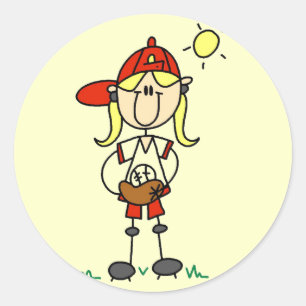 Girl Baseball Player Tshirts and Gifts Classic Round Sticker