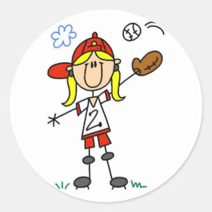 Girl Baseball Player Tshirts and Gifts Classic Round Sticker