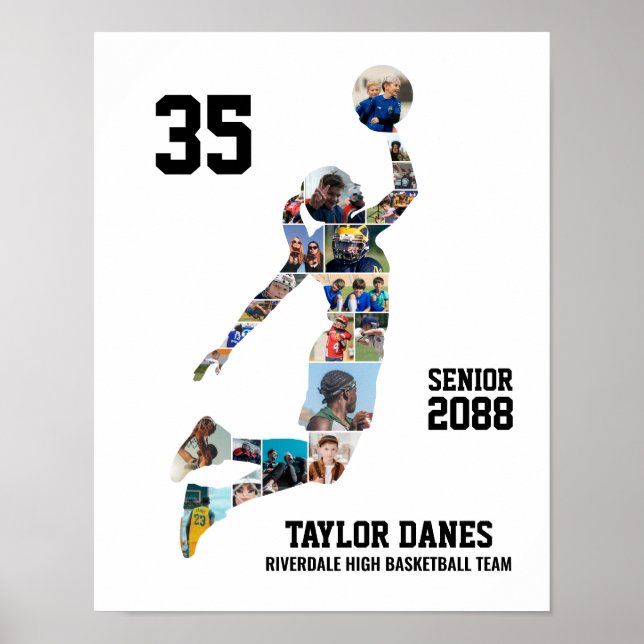 Girl Basketball Player Sports Custom Photo Collage Poster (Front)