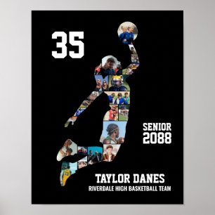 Girl Basketball Player Sports Senior Photo Collage Poster