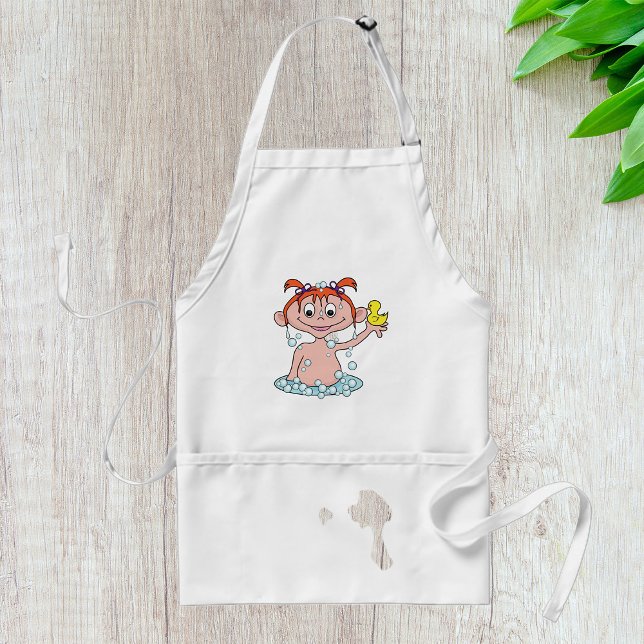 Girl Bath Time Fun with Rubber Duck and Bubbles  Standard Apron (Creator Uploaded)
