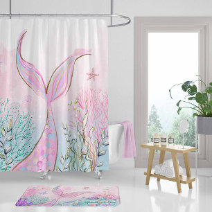 Girl Bathroom decor, Mermaid Shower Curtain