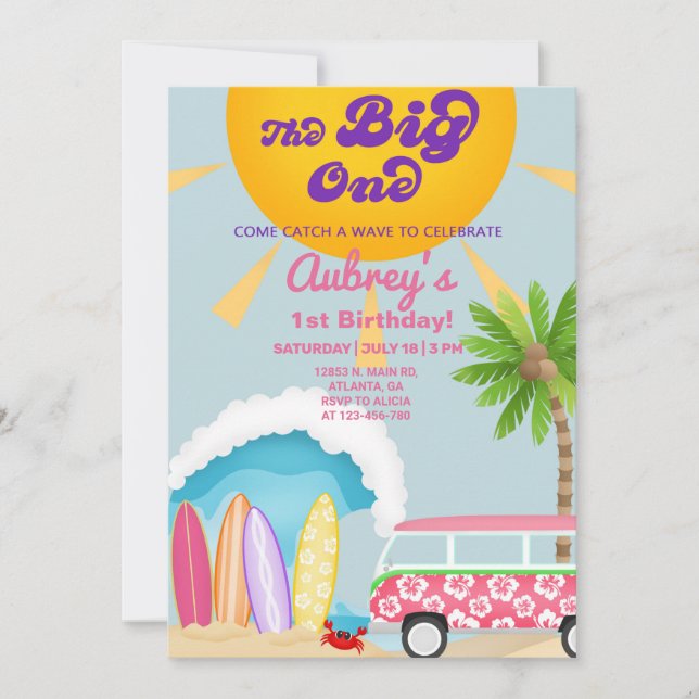 Girl beach party, beach bash summer invitation. invitation (Front)