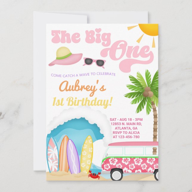 Girl beach party, beach bash summer invitation. invitation (Front)