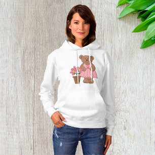 Girl Bear And Flowers Hoodie