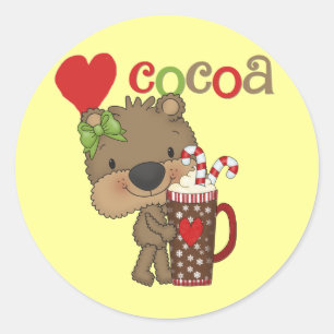 Girl Bear Cocoa Love Classic Round Sticker