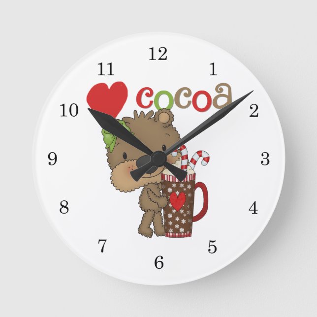 Girl Bear Cocoa Love Round Clock (Front)