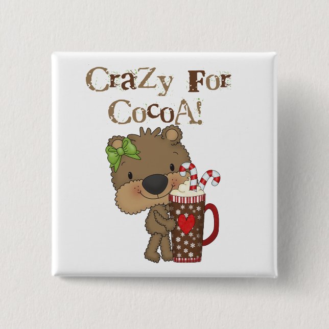 Girl Bear Crazy For Cocoa 15 Cm Square Badge (Front)
