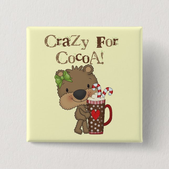 Girl Bear Crazy For Cocoa 15 Cm Square Badge (Front)